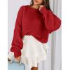 imagePRETTYGARDEN Sweaters for Women 2025 Fall Chunky Knit Long Sleeve Crew Neck Oversized Pullover Tops Winter Fashion ClothingRed