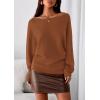 imagePRETTYGARDEN Women Off The Shoulder Sweater 2025 Fall Trendy Long Batwing Sleeve Knit Pullover Going Out Tops Winter ClothingCaramel