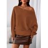 imagePRETTYGARDEN Women Off The Shoulder Sweater 2025 Fall Trendy Long Batwing Sleeve Knit Pullover Going Out Tops Winter ClothingCaramel