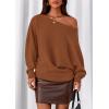 imagePRETTYGARDEN Women Off The Shoulder Sweater 2025 Fall Trendy Long Batwing Sleeve Knit Pullover Going Out Tops Winter ClothingCaramel