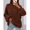imagePRETTYGARDEN Womens 2025 Fall Oversized Sweaters Chunky Knit Mock Neck Long Sleeve Casual Trendy Pullover Winter ClothesCaramel