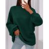 imagePRETTYGARDEN Womens 2025 Fall Oversized Sweaters Chunky Knit Mock Neck Long Sleeve Casual Trendy Pullover Winter ClothesDark Green