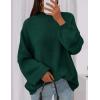 imagePRETTYGARDEN Womens 2025 Fall Oversized Sweaters Chunky Knit Mock Neck Long Sleeve Casual Trendy Pullover Winter ClothesDark Green
