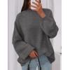 imagePRETTYGARDEN Womens 2025 Fall Oversized Sweaters Chunky Knit Mock Neck Long Sleeve Casual Trendy Pullover Winter ClothesGrey