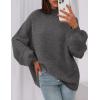 imagePRETTYGARDEN Womens 2025 Fall Oversized Sweaters Chunky Knit Mock Neck Long Sleeve Casual Trendy Pullover Winter ClothesGrey