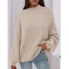 imagePRETTYGARDEN Womens 2025 Fall Oversized Sweaters Chunky Knit Mock Neck Long Sleeve Casual Trendy Pullover Winter ClothesLight Khaki