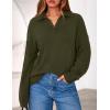 imagePRETTYGARDEN Womens Quarter Zip Pullover V Neck Fall Sweaters 2025 Long Sleeve Tops Collared Sweater Knit Winter ClothingArmy Green