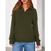 imagePRETTYGARDEN Womens Quarter Zip Pullover V Neck Fall Sweaters 2025 Long Sleeve Tops Collared Sweater Knit Winter ClothingArmy Green