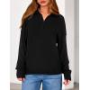 imagePRETTYGARDEN Womens Quarter Zip Pullover V Neck Fall Sweaters 2025 Long Sleeve Tops Collared Sweater Knit Winter ClothingBlack