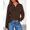 imagePRETTYGARDEN Womens Quarter Zip Pullover V Neck Fall Sweaters 2025 Long Sleeve Tops Collared Sweater Knit Winter ClothingBrown