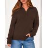 imagePRETTYGARDEN Womens Quarter Zip Pullover V Neck Fall Sweaters 2025 Long Sleeve Tops Collared Sweater Knit Winter ClothingBrown