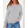 imagePRETTYGARDEN Womens Quarter Zip Pullover V Neck Fall Sweaters 2025 Long Sleeve Tops Collared Sweater Knit Winter ClothingGrey