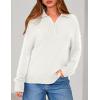 imagePRETTYGARDEN Womens Quarter Zip Pullover V Neck Fall Sweaters 2025 Long Sleeve Tops Collared Sweater Knit Winter ClothingWhite