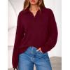 imagePRETTYGARDEN Womens Quarter Zip Pullover V Neck Fall Sweaters 2025 Long Sleeve Tops Collared Sweater Knit Winter ClothingWine Red