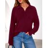 imagePRETTYGARDEN Womens Quarter Zip Pullover V Neck Fall Sweaters 2025 Long Sleeve Tops Collared Sweater Knit Winter ClothingWine Red