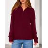 imagePRETTYGARDEN Womens Quarter Zip Pullover V Neck Fall Sweaters 2025 Long Sleeve Tops Collared Sweater Knit Winter ClothingWine Red