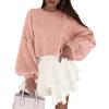 imagePRETTYGARDEN Sweaters for Women 2025 Fall Chunky Knit Long Sleeve Crew Neck Oversized Pullover Tops Winter Fashion ClothingLight Pink