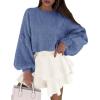 imagePRETTYGARDEN Sweaters for Women 2025 Fall Chunky Knit Long Sleeve Crew Neck Oversized Pullover Tops Winter Fashion ClothingMist Blue