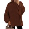 imagePRETTYGARDEN Womens 2025 Fall Oversized Sweaters Chunky Knit Mock Neck Long Sleeve Casual Trendy Pullover Winter ClothesCaramel