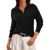 imagePRETTYGARDEN Womens Quarter Zip Pullover V Neck Fall Sweaters 2025 Long Sleeve Tops Collared Sweater Knit Winter ClothingBlack