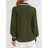 imagePRETTYGARDEN Womens Long Sleeve Button Down Shirts 2025 Trendy V Neck Loose Fit Fall Tops Collared Dressy Casual BlousesArmy Green