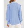 imagePRETTYGARDEN Womens Long Sleeve Button Down Shirts 2025 Trendy V Neck Loose Fit Fall Tops Collared Dressy Casual BlousesLight Blue