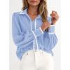 imagePRETTYGARDEN Womens Long Sleeve Button Down Shirts 2025 Trendy V Neck Loose Fit Fall Tops Collared Dressy Casual BlousesLight Blue