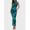 imagePRETTYGARDEN Wedding Guest Dresses for Women 2025 Summer Spring Floral Bodycon Sleeveless Mesh Maxi Long DressLake Blue Floral
