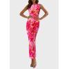 imagePRETTYGARDEN Wedding Guest Dresses for Women 2025 Summer Spring Floral Bodycon Sleeveless Mesh Maxi Long DressPink Floral