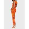 imagePRETTYGARDEN Wedding Guest Dresses for Women 2025 Summer Spring Floral Bodycon Sleeveless Mesh Maxi Long DressPrint Orange