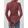 imagePRETTYGARDEN Women Button Down Floral Shirts 2025 Fall Trendy Long Sleeve V Neck Ruched Mesh Boho Blouse Tops Date Outfits01 Dot Burgundy White
