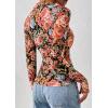 imagePRETTYGARDEN Women Button Down Floral Shirts 2025 Fall Trendy Long Sleeve V Neck Ruched Mesh Boho Blouse Tops Date OutfitsBlack Floral