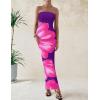 imagePRETTYGARDEN Women Summer Strapless Maxi Dress Bodycon Floral Sexy Long Wedding Guest Dress Formal Tube Mesh Cocktail DressesFloral Purple Pink