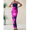 imagePRETTYGARDEN Women Summer Strapless Maxi Dress Bodycon Floral Sexy Long Wedding Guest Dress Formal Tube Mesh Cocktail DressesNavy Rose Red Flower