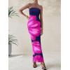 imagePRETTYGARDEN Women Summer Strapless Maxi Dress Bodycon Floral Sexy Long Wedding Guest Dress Formal Tube Mesh Cocktail DressesNavy Rose Red Flower