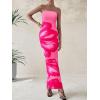 imagePRETTYGARDEN Women Summer Strapless Maxi Dress Bodycon Floral Sexy Long Wedding Guest Dress Formal Tube Mesh Cocktail DressesPink Floral