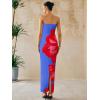imagePRETTYGARDEN Women Summer Strapless Maxi Dress Bodycon Floral Sexy Long Wedding Guest Dress Formal Tube Mesh Cocktail DressesSky Blue Red Floral