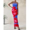 imagePRETTYGARDEN Women Summer Strapless Maxi Dress Bodycon Floral Sexy Long Wedding Guest Dress Formal Tube Mesh Cocktail DressesSky Blue Red Floral