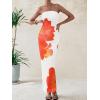 imagePRETTYGARDEN Women Summer Strapless Maxi Dress Bodycon Floral Sexy Long Wedding Guest Dress Formal Tube Mesh Cocktail DressesWhite Orange Floral