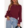 imagePRETTYGARDEN Womens Sweaters Fall Fashion 2025 Crew Neck Cable Knit Casual Loose Chunky Tunic Sweater Winter ClothingBurgundy
