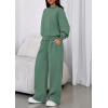 imagePRETTYGARDEN Womens Sweatsuits 2 Piece Set 2025 Casual Winter Long Sleeve Hoodie Loose Wide Leg Sweatpants Fall TracksuitGrey Green