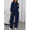 imagePRETTYGARDEN Womens Sweatsuits 2 Piece Set 2025 Casual Winter Long Sleeve Hoodie Loose Wide Leg Sweatpants Fall TracksuitNavy Blue