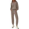 imagePRETTYGARDEN Womens 2 Piece Lounge Sets Fall Clothes Hoodies Sweatshirt Joggers Sweatpants Sweatsuits 2025 Airport OutfitsBrown