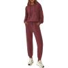 imagePRETTYGARDEN Womens 2 Piece Lounge Sets Fall Clothes Hoodies Sweatshirt Joggers Sweatpants Sweatsuits 2025 Airport OutfitsBurgundy