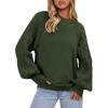 imagePRETTYGARDEN Womens Sweaters Fall Fashion 2025 Crew Neck Cable Knit Casual Loose Chunky Tunic Sweater Winter ClothingArmy Green