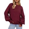 imagePRETTYGARDEN Womens Sweaters Fall Fashion 2025 Crew Neck Cable Knit Casual Loose Chunky Tunic Sweater Winter ClothingBurgundy