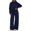 imagePRETTYGARDEN Womens Sweatsuits 2 Piece Set 2025 Casual Winter Long Sleeve Hoodie Loose Wide Leg Sweatpants Fall TracksuitNavy Blue