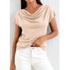 imagePRETTYGARDEN Blouses for Women Dressy Casual 2026 Summer Cowl Neck Short Sleeve Tops Spring Work Office Teacher ShirtsApricot