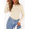 imagePRETTYGARDEN Bodysuits for Women 2025 Fall Long Sleeve Shirts Slim Fitted Basic Ribbed Layering Tops Fashion Winter ClothingBeige