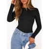 imagePRETTYGARDEN Bodysuits for Women 2025 Fall Long Sleeve Shirts Slim Fitted Basic Ribbed Layering Tops Fashion Winter ClothingBlack